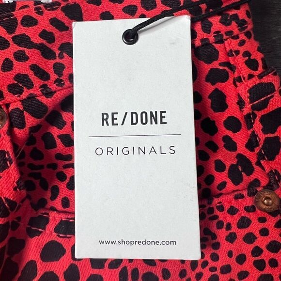 RE/DONE HR Ankle Crop Jeans, Spotted Animal Cheetah in Flame, Size 26. NWT! - Picture 11 of 16